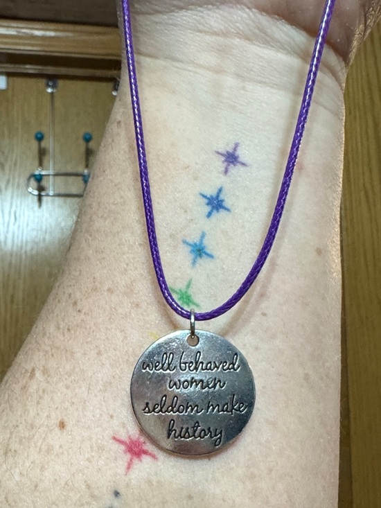 Jewelry - Purple Cord Necklace with Inspirational Round Pendant